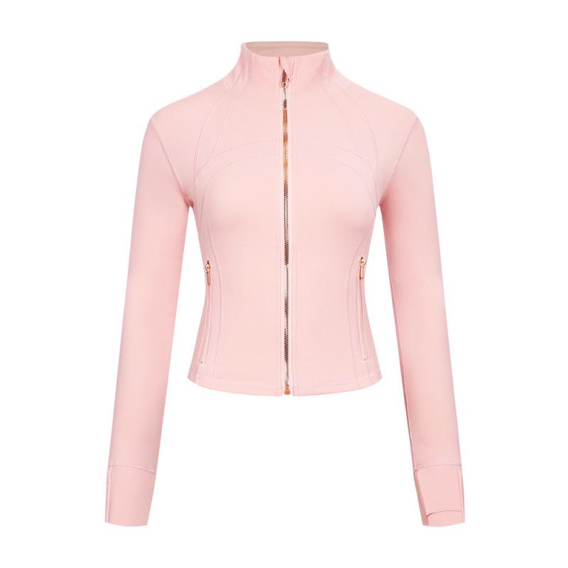 Lulu Logo Slim-Fit Ladies' Stand-Collar Jacket with Gold Zipper, Long-Sleeved Sports Fitness Outerwear