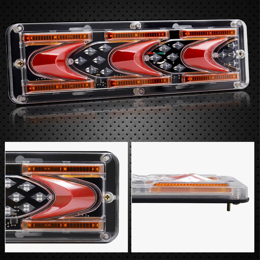 Ygmylandbb LED Truck Tail Sequential Flowing Turn Tail Brake Small Turn Rear Combination Lights for and Vehicle Inspection ABS Clear Set of 2 Lights,