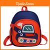 Childrens Excavator And Giraffe Print Motif School Backpack With Nylon Fabric And Comfortable Shoulder Straps