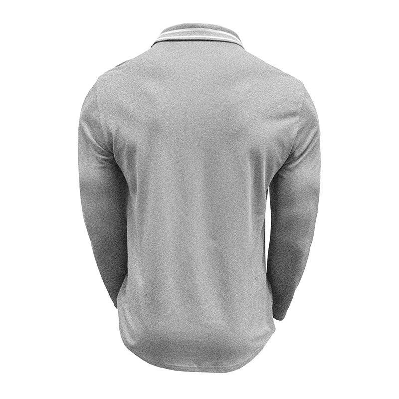 Spring Trend Men's Long Sleeve Casual Polo Shirts Solid Lapel Button Up Pullover Tops Autumn Turn Down Collar Polos