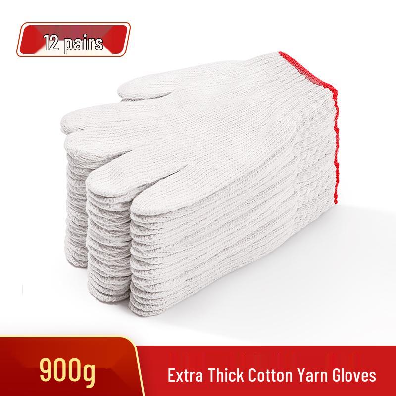 Men's Anti-Slip, Wear-Resistant Work Gloves - Thickened Nylon Cotton Yarn, Split Finger Design for Construction Safety