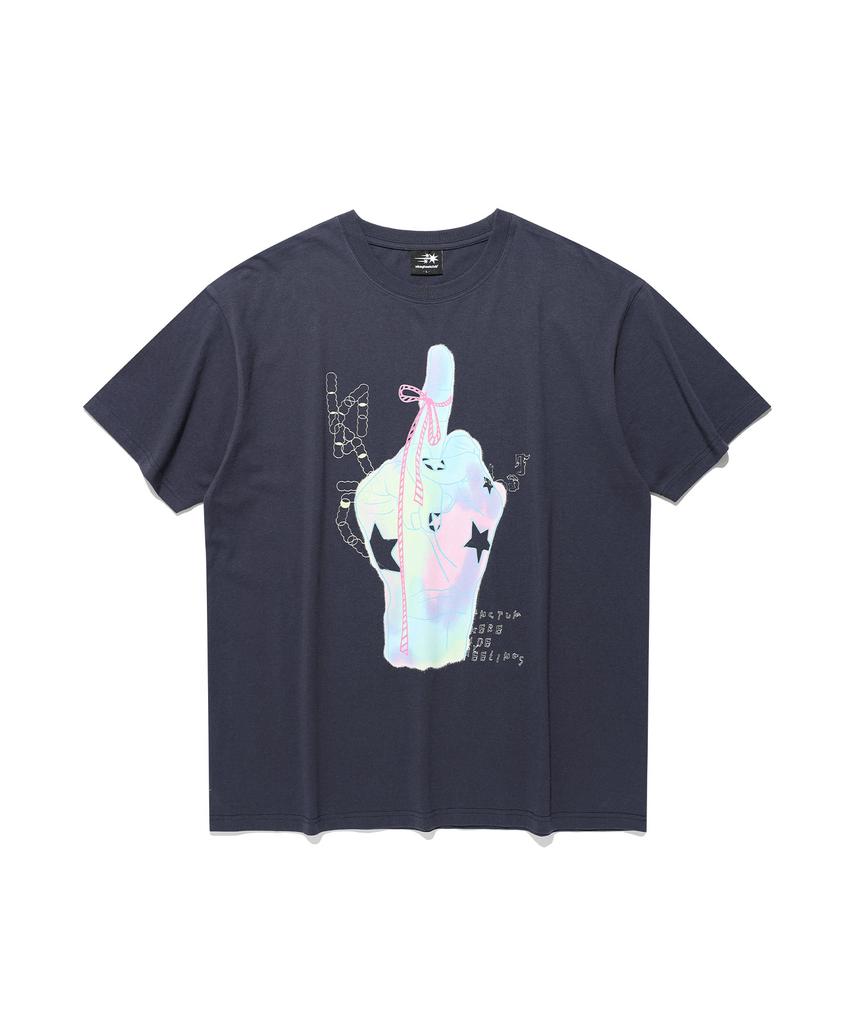 NICEGHOSTCLUB Rainbow Finger Tee_Navy(Ng2Gmut514A)