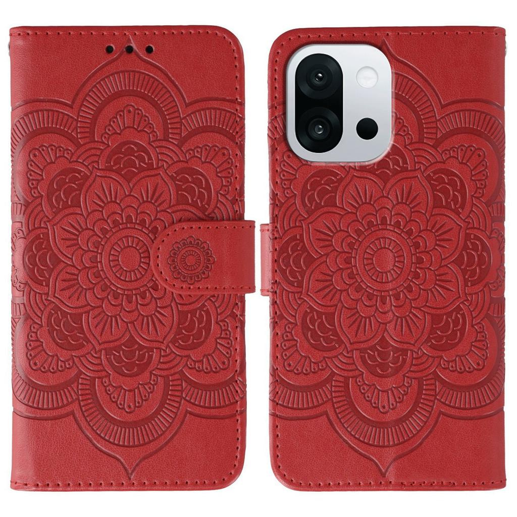 For OnePlus 13T 5G Case PU Leather Mandala Imprinted Design Wallet Phone Cover with Wrist Strap