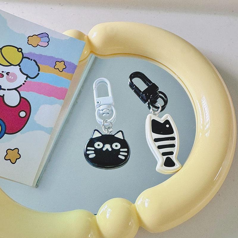 Cute Cartoon Little Cat Keychain Creative Fish Kitten Pendent Charms Keyring Fashion Accessories Jewelry Gifts Car Key Chains