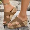 Fashion 2025 Brand Ladies Shoes Open Toe Women's Slippers Fashion Outdoor Rivet Casual Summer New Plus Size Best Seller Wedge Slippers
