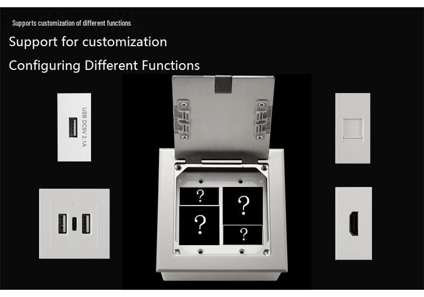 Stainless Steel Flip-Top European Power Socket with USB Fast Charging, Waterproof Floor Box