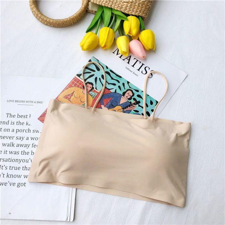 Ice Silk Spaghetti Strap Wire-Free Bandeau Vest for Women