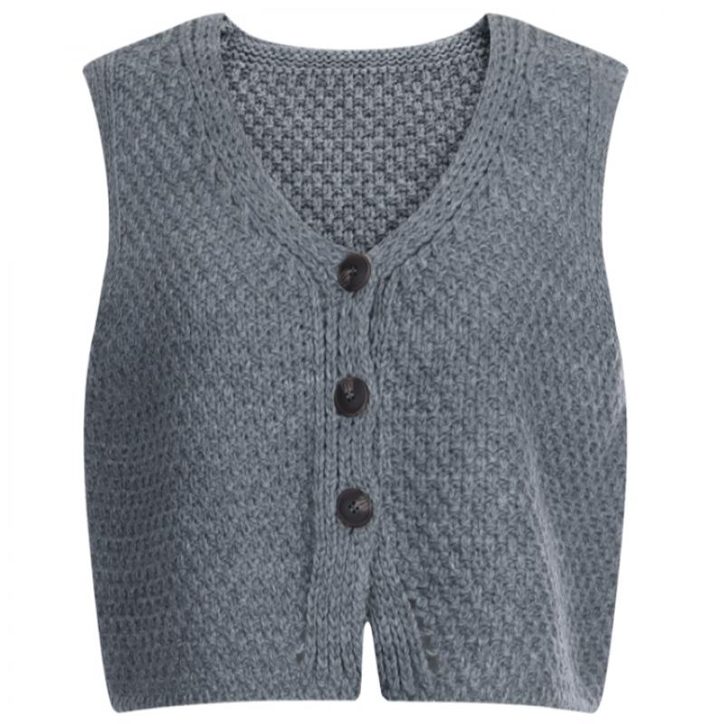 Shop   Women S 6 Color Cropped Button Open Stretch Knit veSt Beige Bom wvS 20784