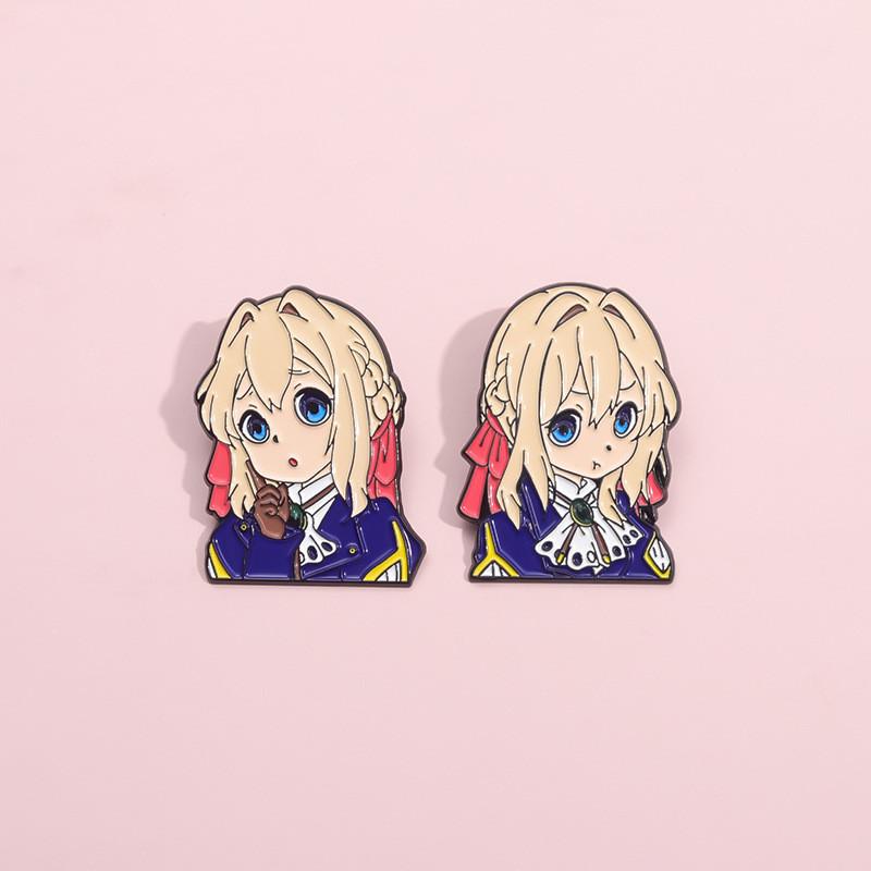 Adorable Girls Anime Inspired Alloy Badge Brooch For Fashion Jackets And Coats