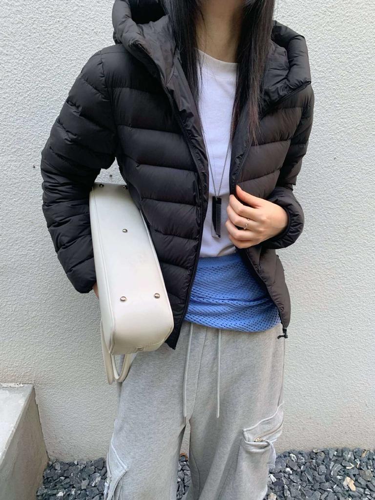 Autumn and winter new models with the same material inside and outside ribs light down jacket women's hoodie casual jacket jacket