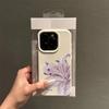 Husă de telefon cu model de floare de crin mov și textură de litchi pentru iPhone 17 Pro Max 16 Plus 15 Pro 14 13 12 11 XS XR 17Air Husa moale