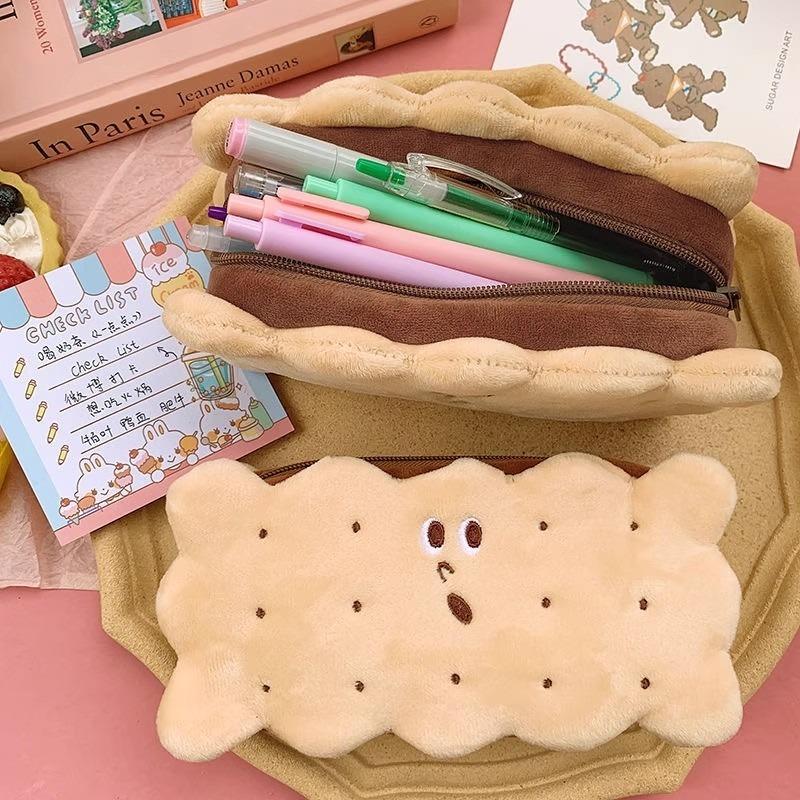 Sandwich Biscuits Plush Pencil Case Simple Large Capacity Pencil Bag Cute Stationery Box Student Stationery Storage