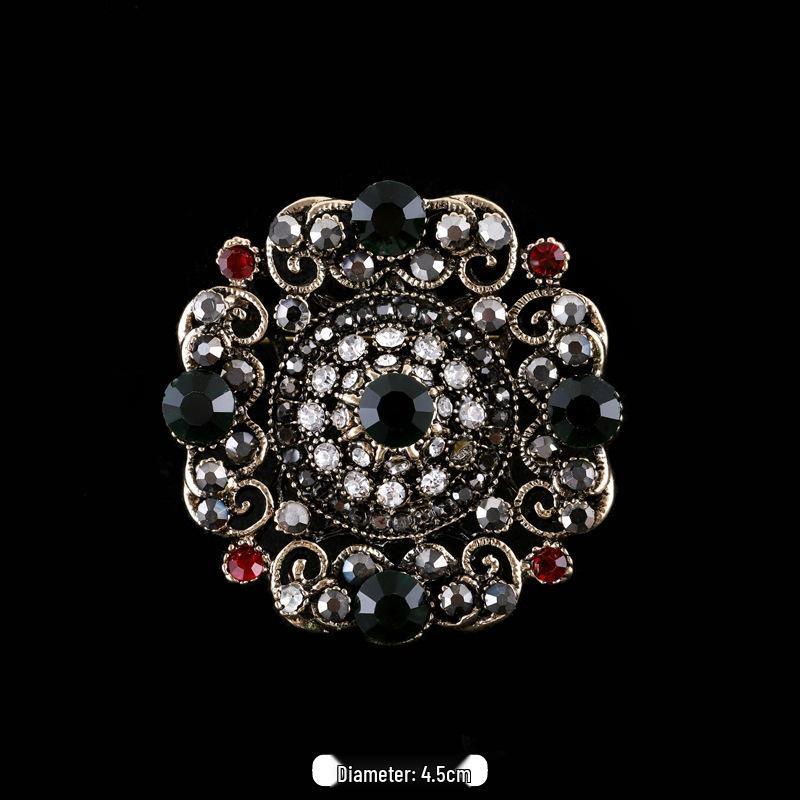Baroque Style Crystal Brooch - Unisex Retro Palace Metal Lapel Pin