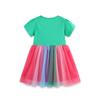 Rainbow Embroidered Princess Dress for Girls Knitted Cotton Tulle Skirt for Young Children