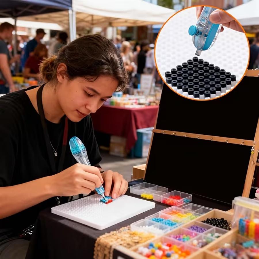 DIY Beaded Pens, 2.6mm 3D Pixel Puzzle Bead DIY Automatic Bead Pen | DIY Handmade Bead Puzzle Pen, Ergonomic Grip Design,
