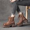 The First Layer of Cowhide Martin Boots for Women In the Autumn and Winter of 2025, the New Retro Lace-up Leather Platform Muffin Shoes for Women Wi