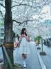 Loaegsyueol Lace Trimming Bustier Dress_White