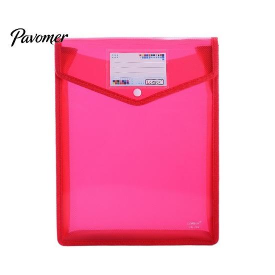 Portable Briefcase Pouch Transparent File Folder, with Snap Closure, Waterproof A4 A5 Document Bag, Student Work Organizer Large Capacity Colorful PP