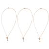 3 Pcs Clavicle Chain Exquisite Stylish Heart Pendant Copper Zircon Necklace for Dating Party