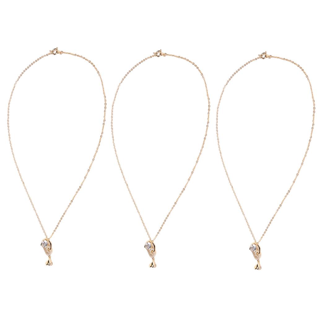 3 Pcs Clavicle Chain Exquisite Stylish Heart Pendant Copper Zircon Necklace for Dating Party