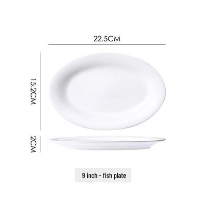 Heerli Pure White Thickened Ceramic Round Fish Plates