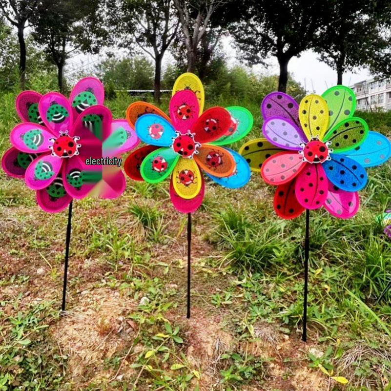 Colorful Glitter Insect Double-Layer Pinwheel Outdoor Toys