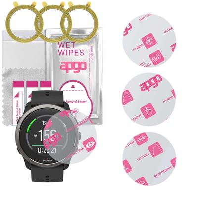 3x Apgo Ultra-Clear Hybrid Protective Glass Compatible with Suunto 5 Peak, Flexible Nano Glass, Great Replacement for Tempered Glass, Scratch-resistan