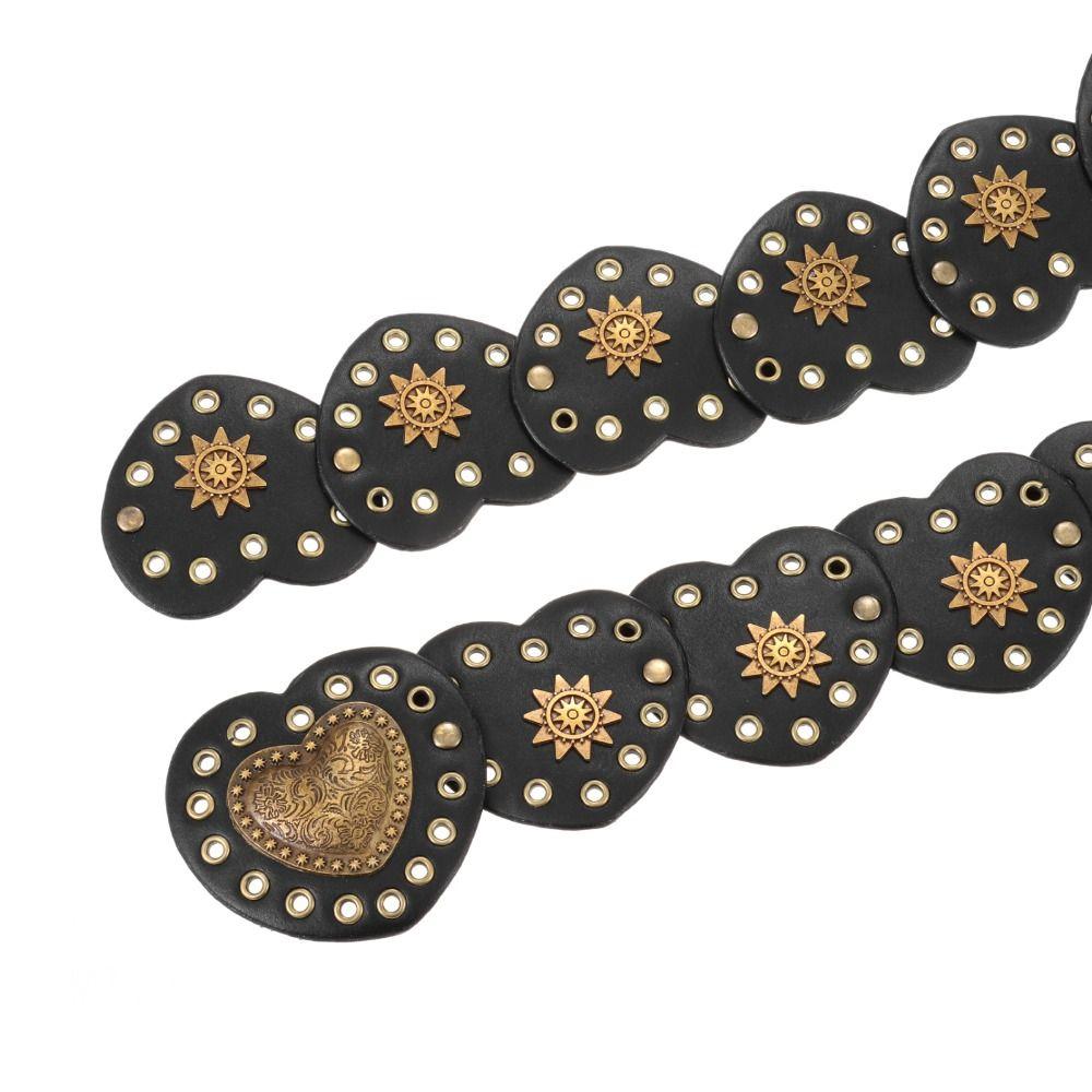 Cinto oco estilo ocidental exagerado cowboy cinto de disco largo para mulheres