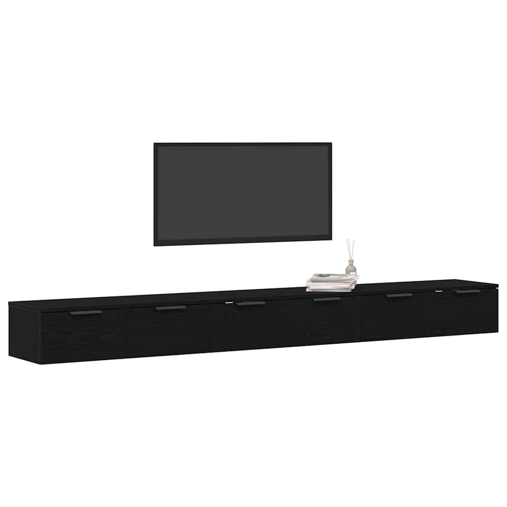 Wall Mounted Cabinet 2 pcs Black Oak Effect Particleboard