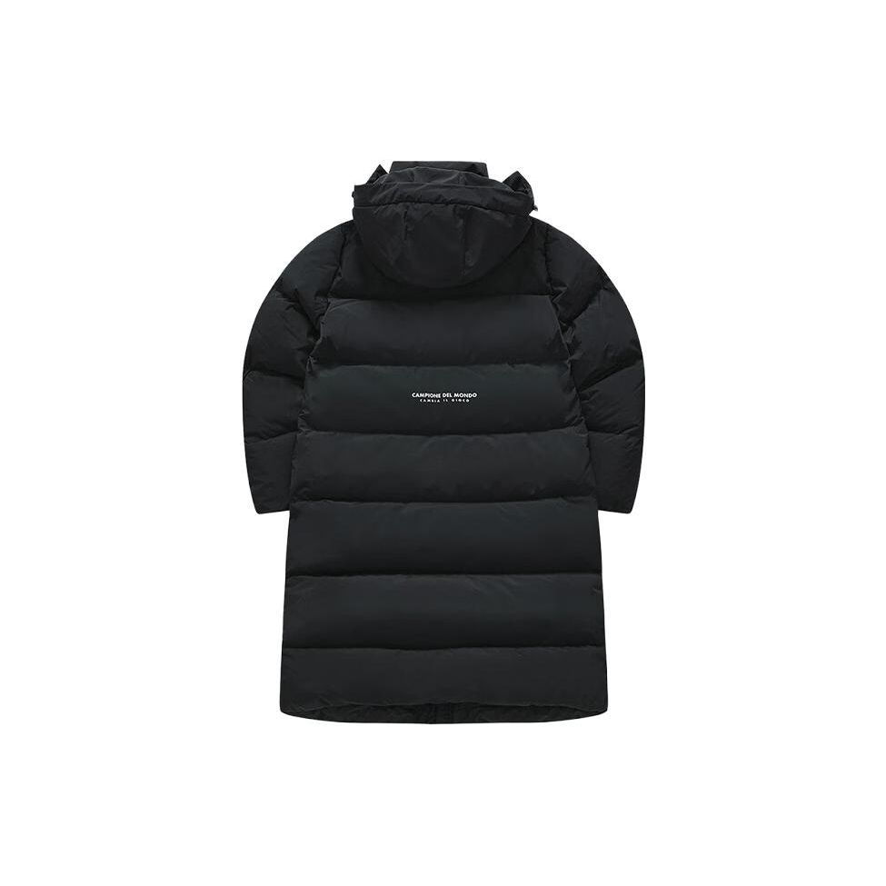 Fila Fusion Solid Color Zipper Hooded Long Warm Down Coat Men Coats Black T11M345903FBK