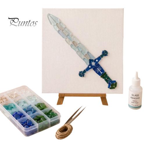 Sea Glass Art Project DIY Mosaic Kit, Fantasy Circular Door Tile Craft Indoor Crafting Projects Kit for Adults Beginners, Handmade Gift Desktop