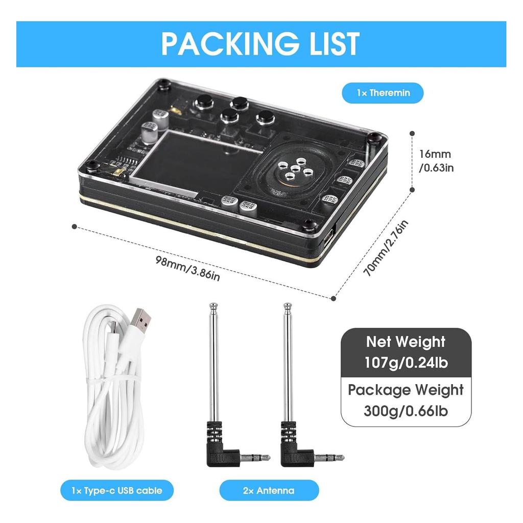 Theremin Theremin Electronic Innovative Mini Musical Instrument Gift with Screen Portable Educational Music for Kids or Adjustable Song Settings Kit,