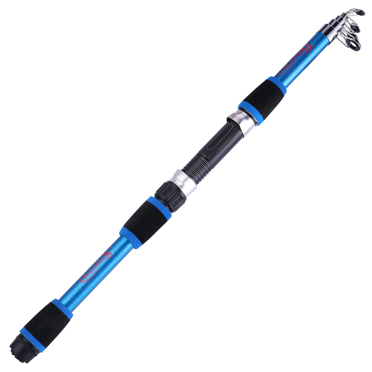 FLEXMAN Canne à Pêche Télescopique 1,9m Fibre De Verre - Portable Avec Roulement 2000g, Idéale Océan, Rivière & Lac