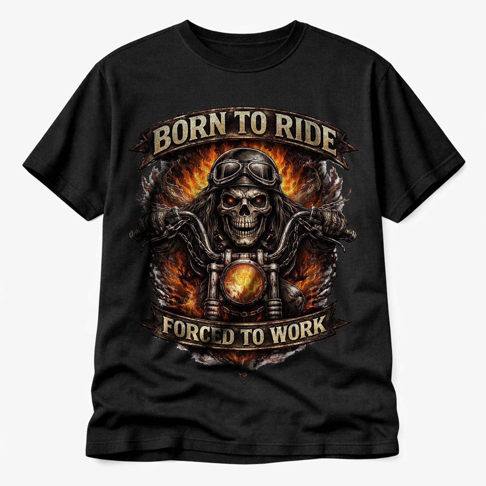 Born To Ride Biker Skull Motorcycle T Shirt Chopper Rider Biker Life Tee S