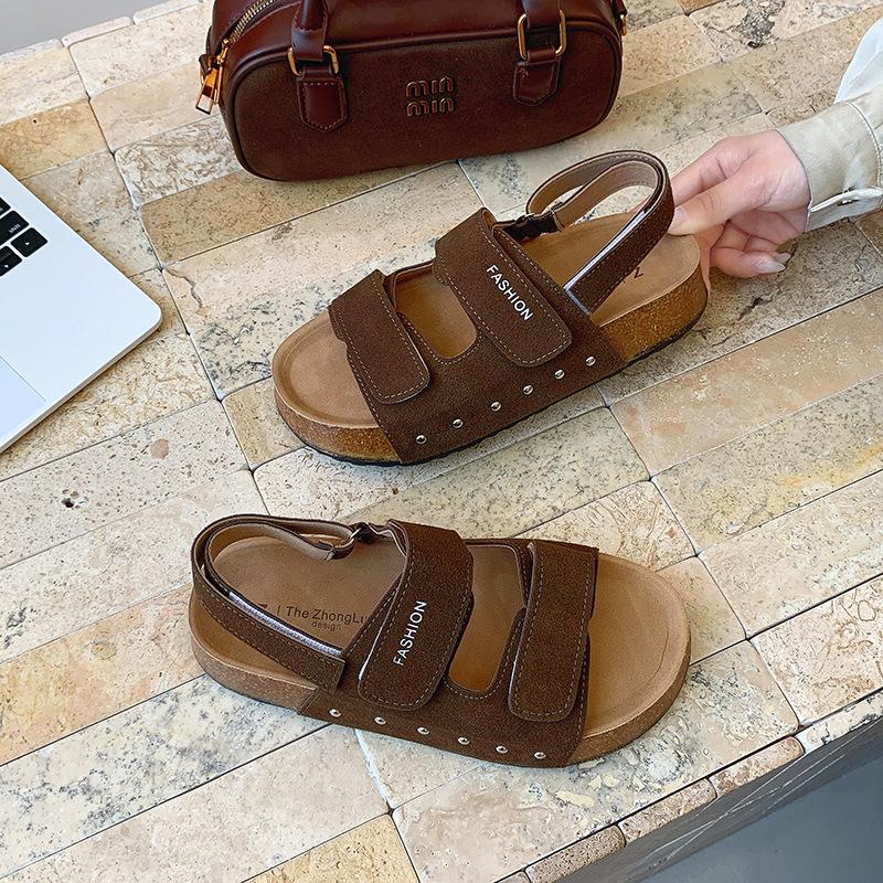 

Sandals women s summer new versatile outer wear sandals leopard print word belt fashion sandals 35 коричневый