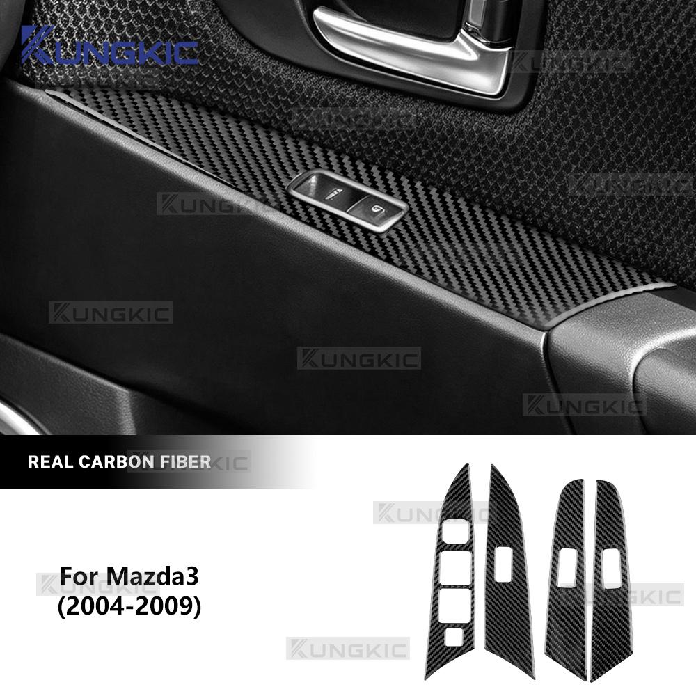 Real Soft Carbon Fiber Sticker For Mazda 3 BK 2004 2005 2006 2007 2008 2009 Window Control Panel Trim LHD RHD Car Accessories