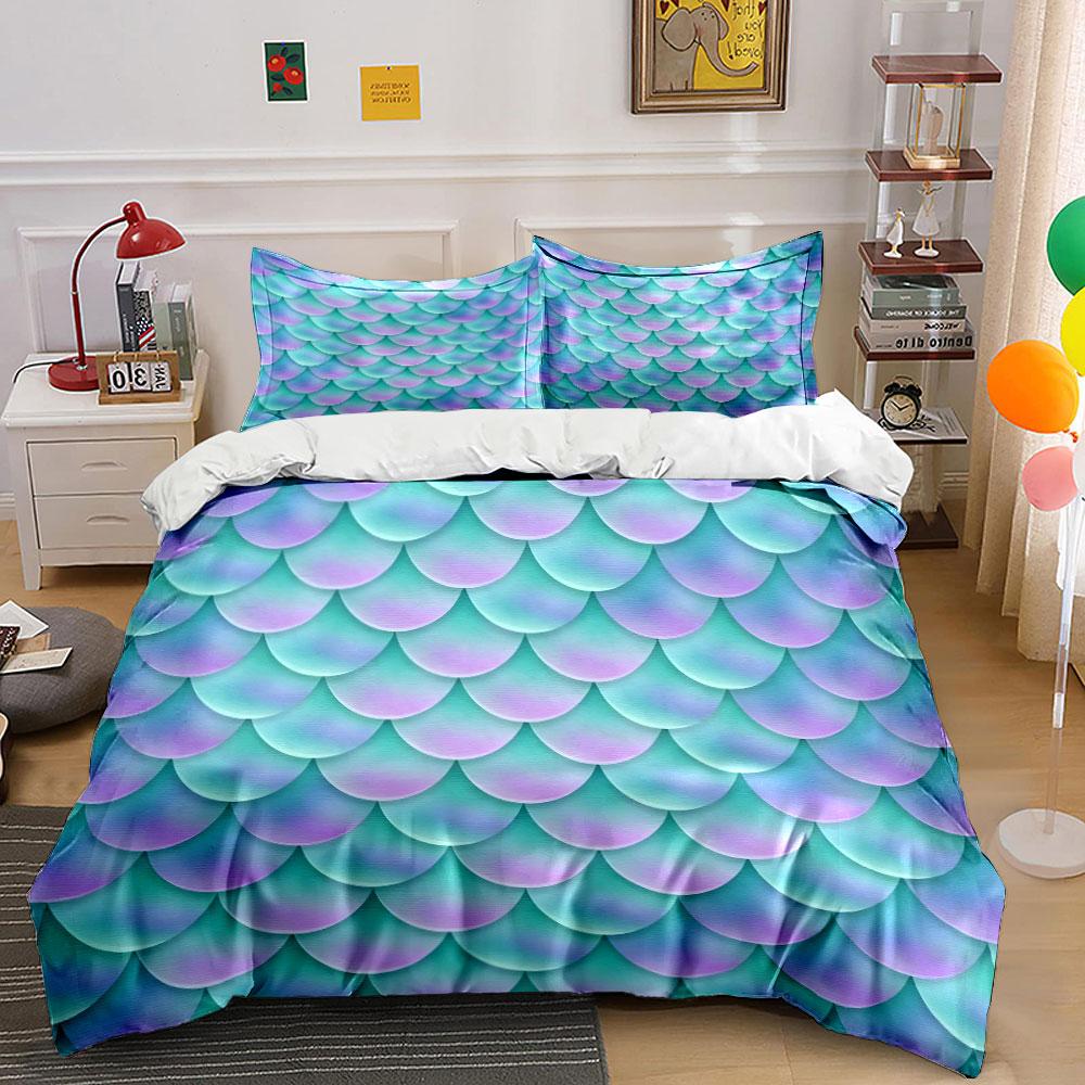 Mermaid Scale Bedding Set Bedding Duvet Cover Set Duvet Cover Pillowcases (1 * Duvet Cover 2 * Pillowcases, Without Duvet Insert)