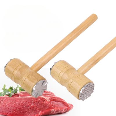 1pc Multi Functional Double-sided Meat Tenderizers & Pounders Wooden Handle Meat Hammer Steak Hammer Manual Kitchen Tool