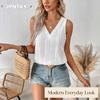 JPNTKY Women's Fashion Casual Sleeveless V-Neck Blouses & Shirts