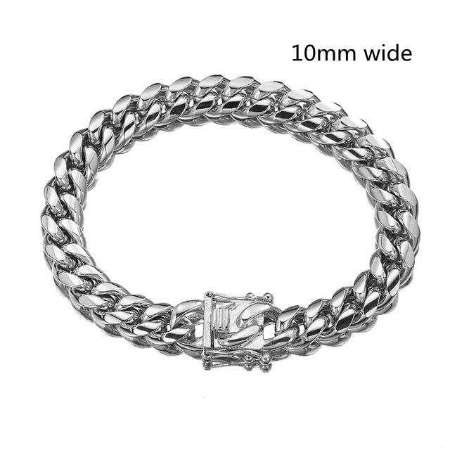 Gold Color/Rose Gold Stainless Steel Curb Cuban Link Chain Bracelet Bangle Jewelry 7-11inch for Men Women 8/10/12/14/16/18mm