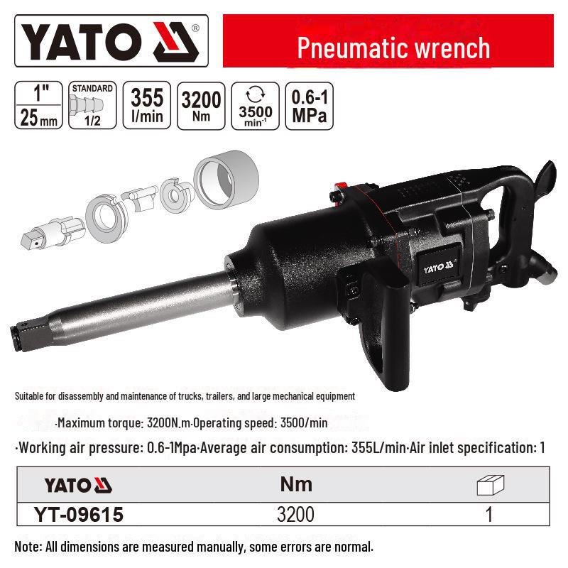 YATO 1/2" Industrial Pneumatic Wrench: High Torque Impact for Heavy-Duty Auto Repair