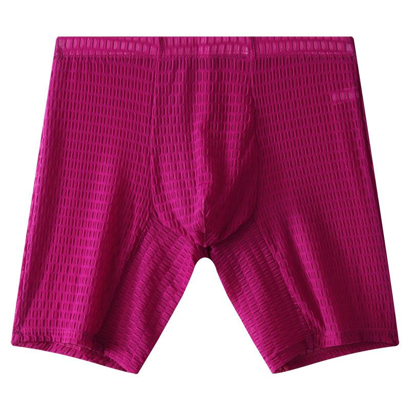 Ultra Sheer Boxer Trunks Lengthen Underwear Men Sexy Bulge Pouch Underpants Cooling Shorts Summer Knickers Gym Sport Panties