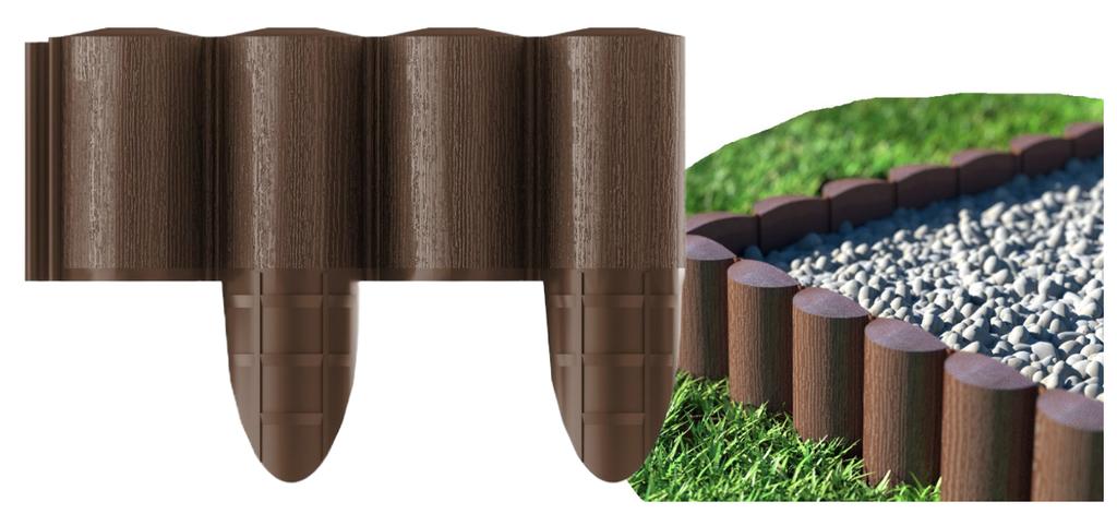 Garden Palisade, Plastic, Brown, 24 M, Lawn
