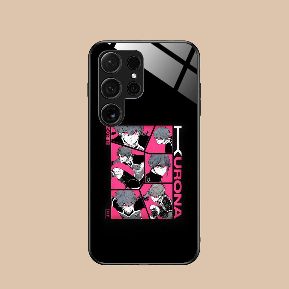 Blue Lock Ranze Kurona Glass Mobile Phone Case for Samsung Galaxy A56 55 54 53 52 51 36 35 34 23 16 15 5G Colorful Cover Galaxy A52
