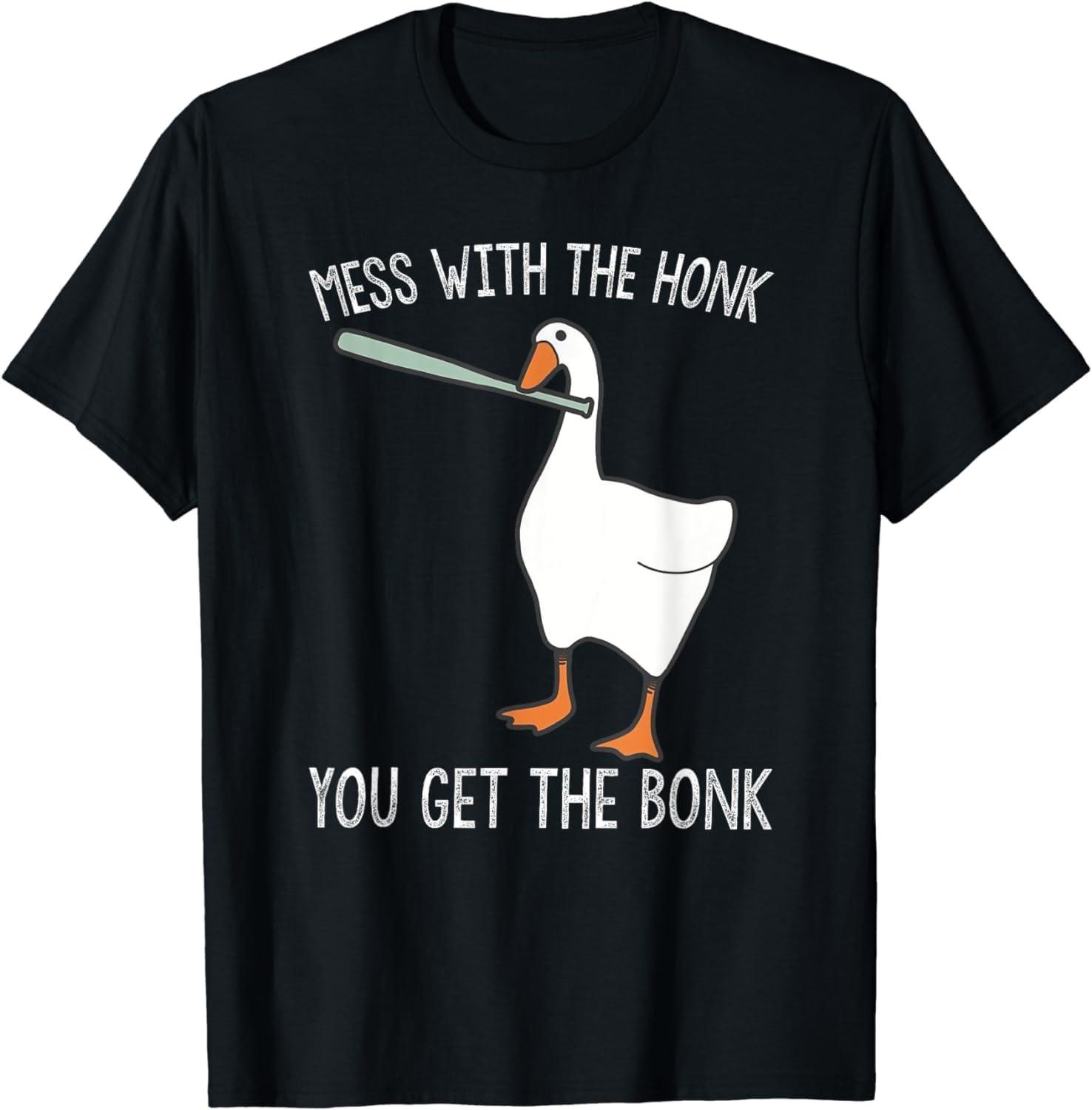 

RePaLY Vintage Art Goose Animal Mess with The Honk You Get The Bonk T-Shirt XXXXXL чорний