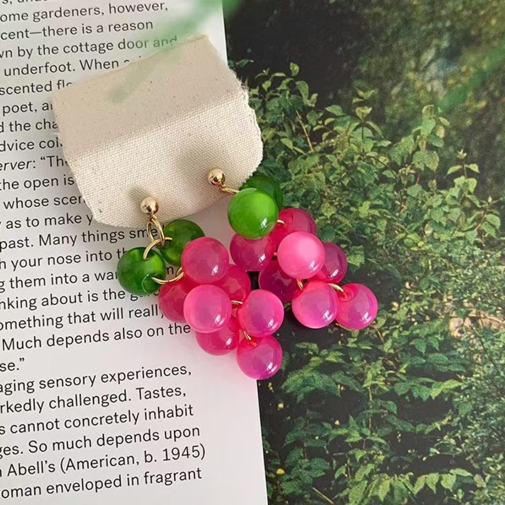 Korean Style Grape Earrings Bohemia Earrings Beads Earrings Sweet Fruit Dangle Earring  Summer
