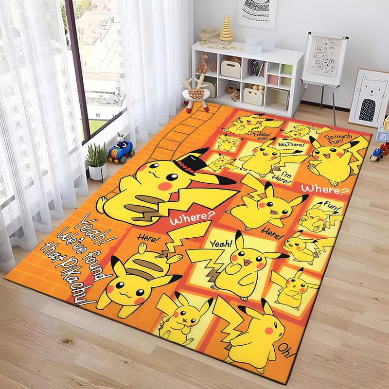 3D Pokemen-Pikachu Carpet Yoga Living Room Decor Children's Crawling Mat Doormat Living Room Rug Gifts for Family Kids Potdemiel
