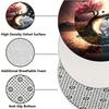 Cherry Blossom Mountain View Flannel-printed round floor mats are slip-resistant Suitable for living room terrace garden carpets