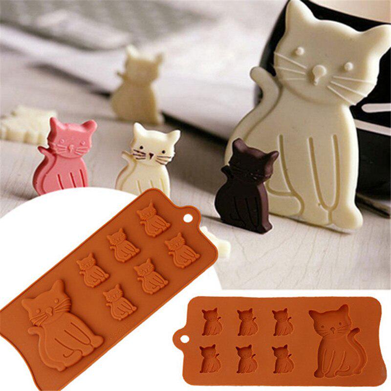 Silicone Molds 3D Cute Cat Kitten Fondant Soap Gumpaste Chocolate Kitchen Pastry Baking Accessories