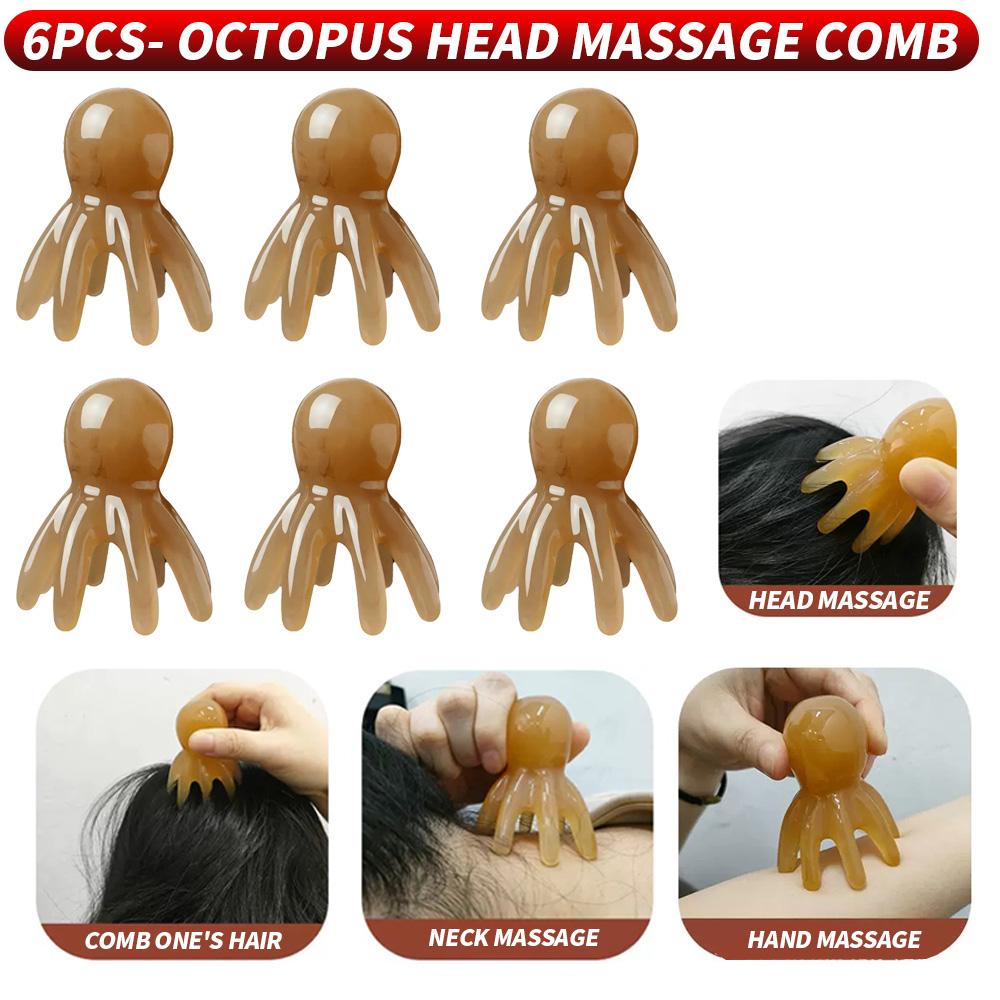 6PCS/3PCS/1PC Octopus Head Massager Comb - Used for relaxing meridians and acupressure massage, handheld design for soothing the